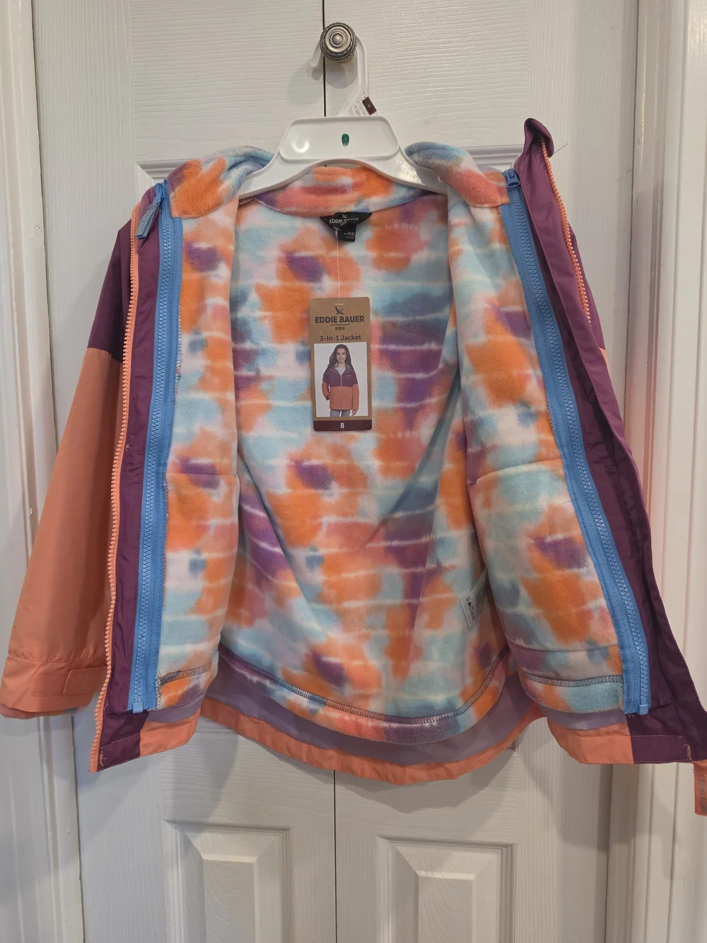 NEW! Eddie Bauer Kids' Two-Tone 3-in-1 Windbreaker Jacket. SIZE 8